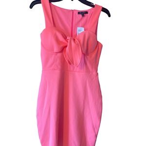 FORE Bodycon Dress Sweetheart Bow Pop Pink Party Cocktail Mini Size S‎ NWT